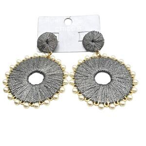 Chico's Statement Earrings Drop Dangle Pearl Bead Silver Gold Black Statement